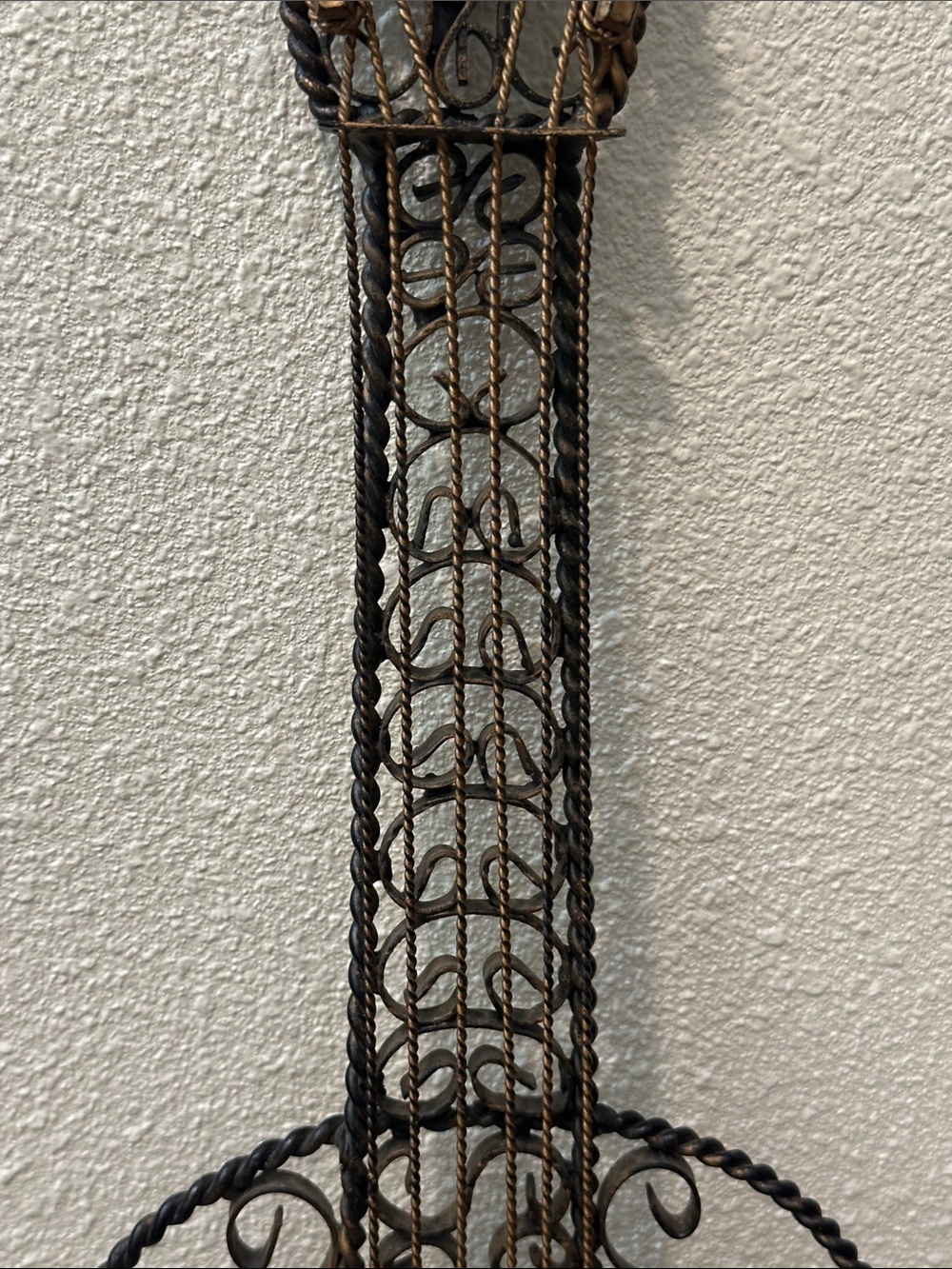 Ornate Metal Guitar Wall Sculpture in Black with distressed Bronze accents - Picture 3 of 8